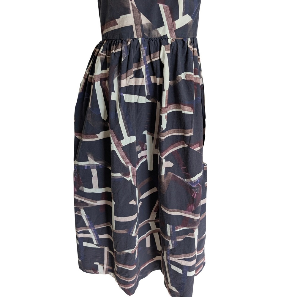COS Cotton Midi Day Dress 10 Cotton Smocked Sleeveless Printed Sundress Stretch - Picture 5 of 6